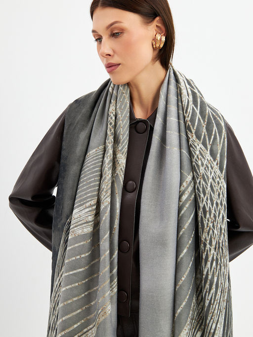 Большой, мягкий, тонкий и очень нежный двусторонний палантин с рисунком - Tantino фото 17