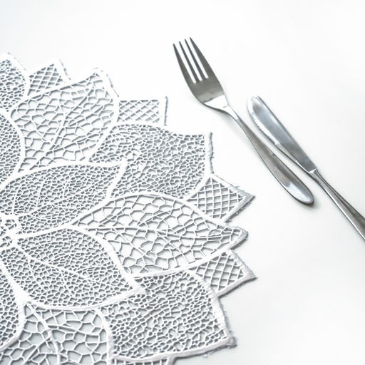 Цена за 12 шт. Салфетка сервировочная на стол Цветок, d=43 см, цвет серебряный - Simaland фото 8