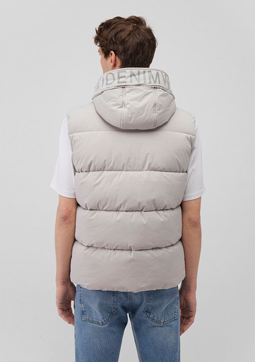 Kapusonlu Ac?k Gri Sisme Yelek - Mavi фото 6