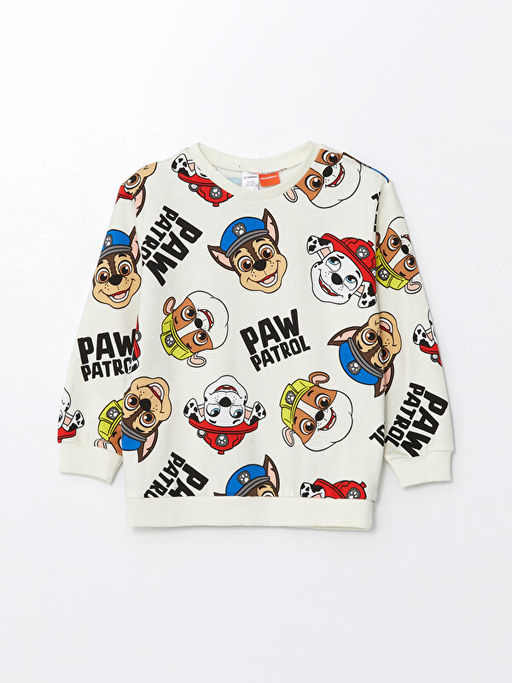 Bisiklet Yaka Uzun Kollu Paw Patrol Bask?l? Erkek Bebek Sweatshirt