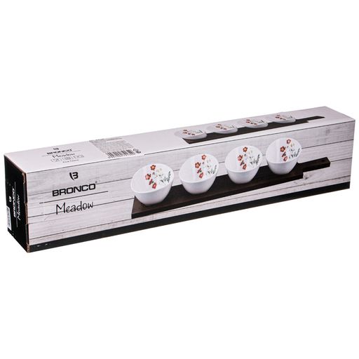 НАБОР ИЗ 4 САЛАТНИКОВ BRONCO MEADOW11*9*6 СМ НА ДЕРВЯННОЙ ПОДСТАВКЕ С РУЧКОЙ 47*9,5*1 СМ  фото 2