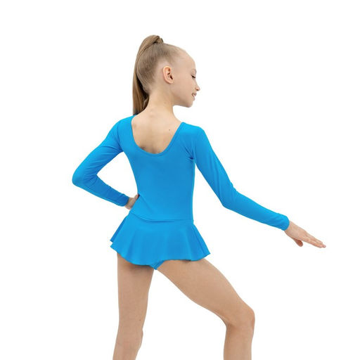 Купальник гимнастический Grace Dance, с юбкой, с длинным рукавом, р. 34, цвет бирюзовый  фото 4