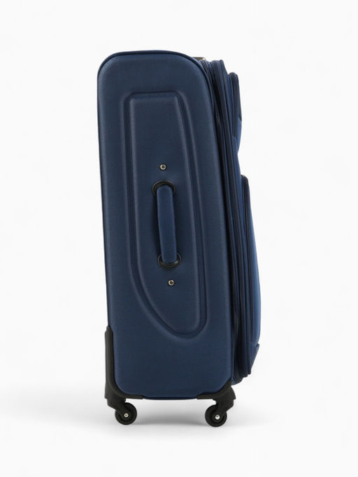 Чемодан на колёсах Royalbag большой 104 л (L), на молнии, с увеличением, кодовый замок, 4 колеса, синий