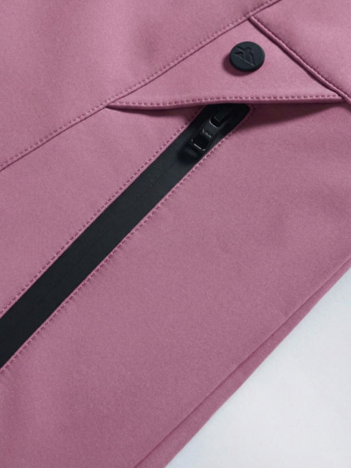 Парка женская софтшелл виндстоппер удлинённая с капюшоном малинового цвета 9614_1M