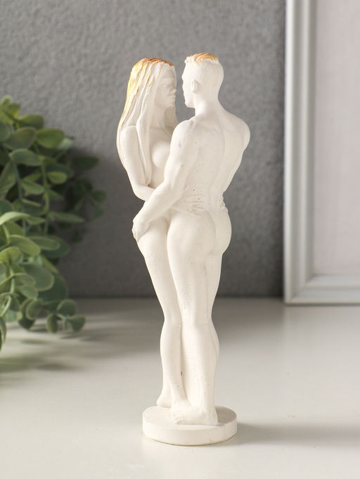 Фигурка гипс Парочка, 16?5 см, белый с позолотой