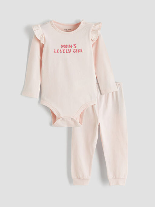 Bask?l? K?z Bebek ??t??tl? Body ve Pantolon