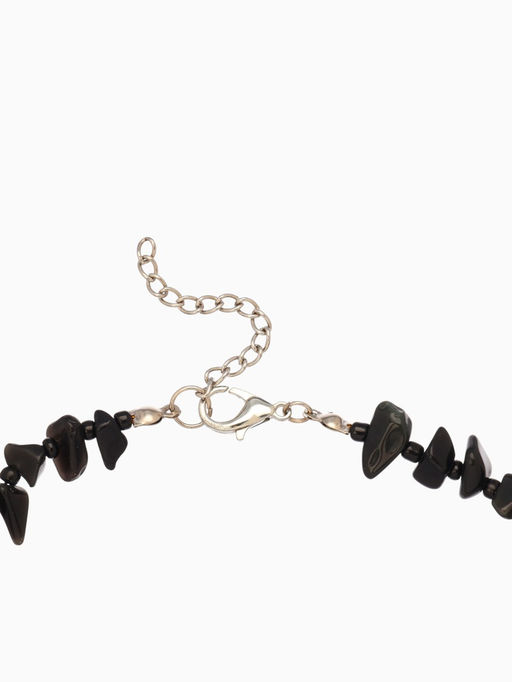 Ожерелье из камня, 45 см, чёрно-серое