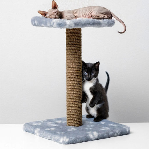 Когтеточка Полка с подставкой, 30 х 30 х 40 см, джут, серая с лапками - Пижон фото 6