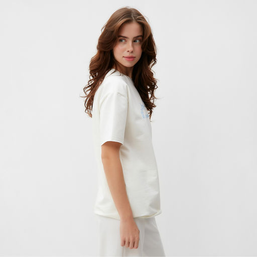 Футболка женская MINAKU OVERSIZE FIT: SPORTY & STYLISH, цвет экрю, размер 42