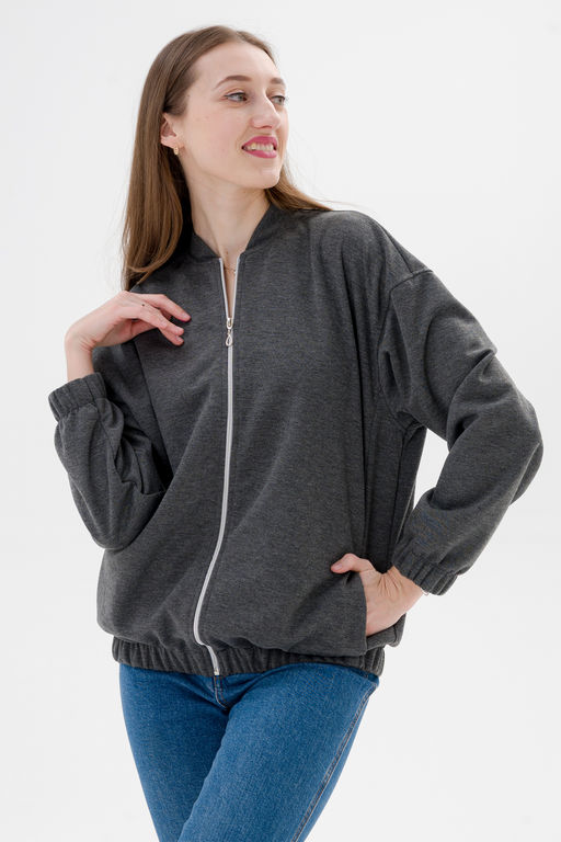 Бомбер из коттон фита антрацит макси - Амадэль фото 9