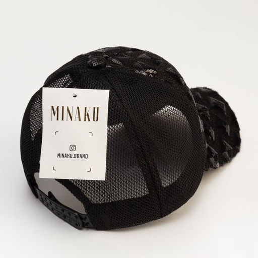 Кепка женская MINAKU с блестящими вставками, чёрная, размер 56-58