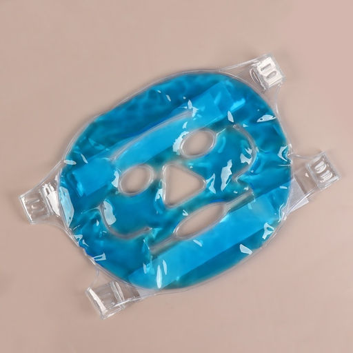 Маска для лица гидрогелевая, охлаждающая/согревающая, 22.5×19.5 см, синяя