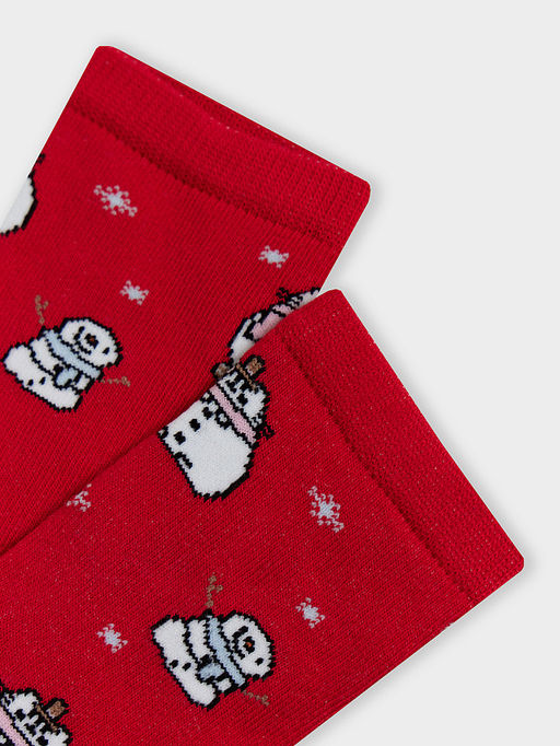 Цена за 5 пар! НОСКИ ДЕТСКИЕ КРАСНЫЕ СО СНЕГОВИКАМИ - Mark formelle фото 2