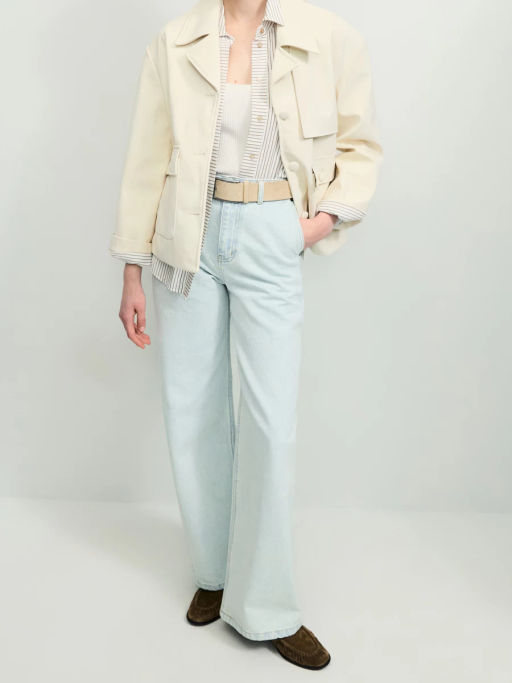 Джинсы широкие с ремнём с высокой посадкой ZR2604092334-100 / Zarina