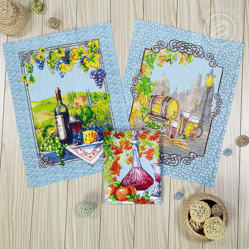 Полотенце вафельное 48х62см "Провинция", 171г/м2, хлопок 100%, комплект 3шт, "Домашняя мода" (Россия)