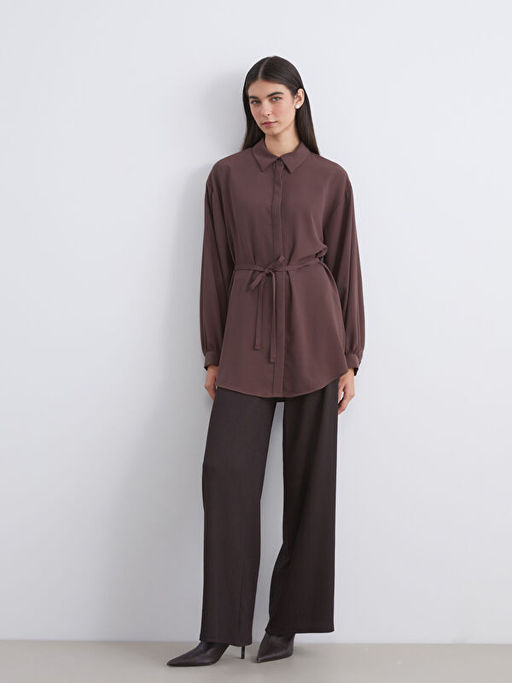 Dokulu Oversize Kad?n G?mlek Tunik