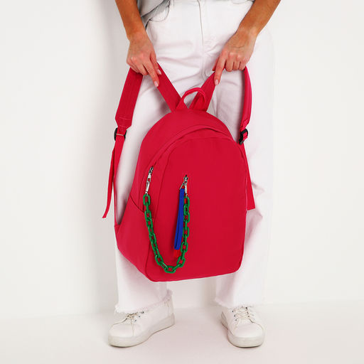 Рюкзак текстильный с карманом, розовый, 45х30х15 см - Nazamok фото 5