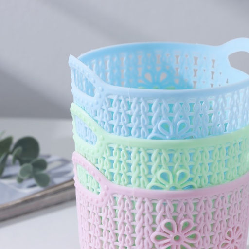 Корзина для хранения «Вязание», пластик, 11.5×10.5×9 см, голубая