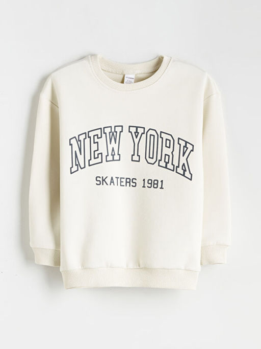 Yaz? Bask?l? Erkek ?ocuk Sweatshirt