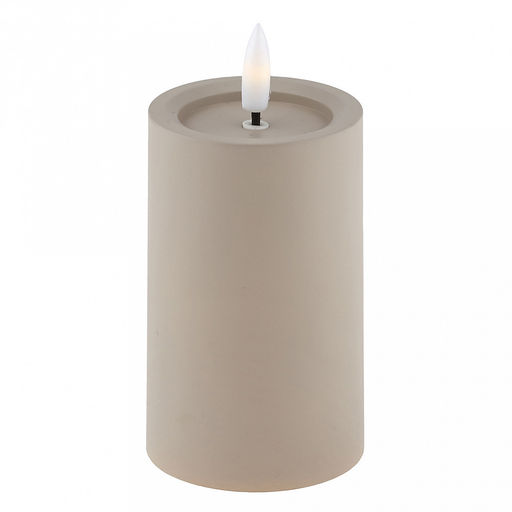 Свеча интерьерная, светодиодная на батарейках д6см h10(12,5)см, свет теплый, с мерцанием, матовый пластик, цвет бежевый, питание от 2-х батареек ААА (в комплект не входят) (Китай)