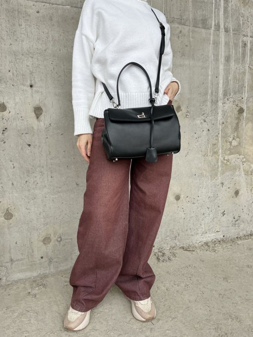 Женская кожаная сумка-портфель 8399-2 Черный - Sergio valentini фото 10