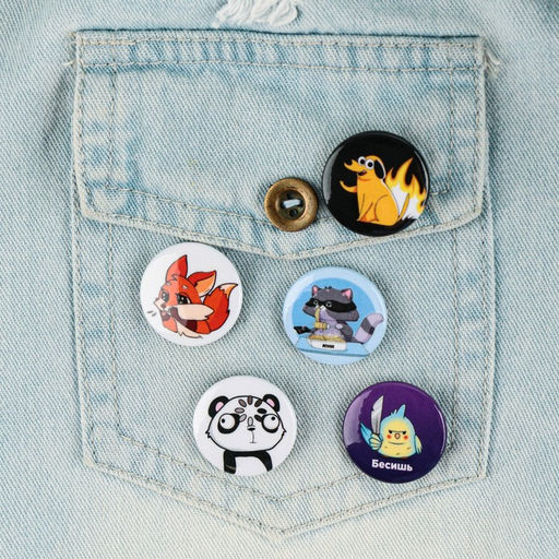 Цена за 10 шт. Значок металлический, закатной Треш персонажи, 25 мм, МИКС