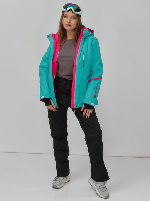 Горнолыжный костюм женский зимний бирюзового цвета 07091Br - Chunmai фото 17