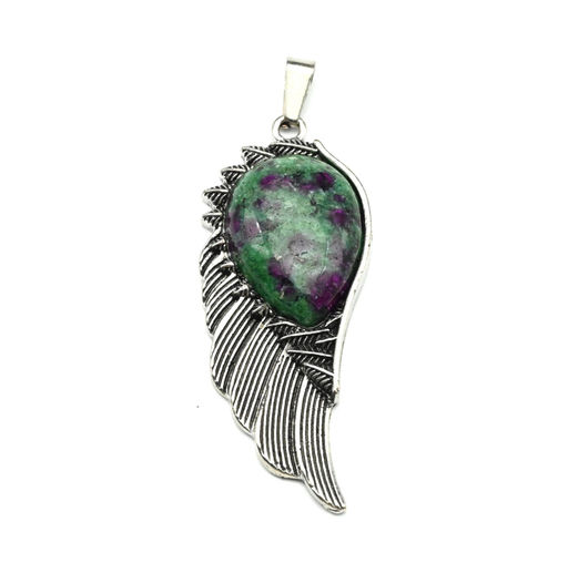 Подвеска с цоизитом искусственным Крыло 23*52мм