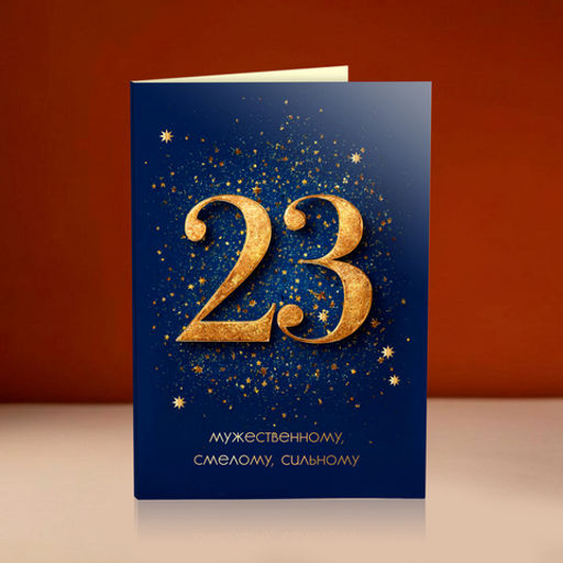 Открытка 4 шоколадки "23 (золотые цифры на синем)"