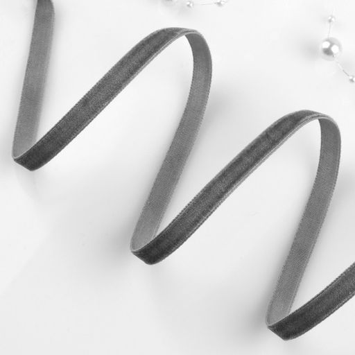 Лента бархатная, 6 мм, 181 м, серая №184 - Арт узор фото 3