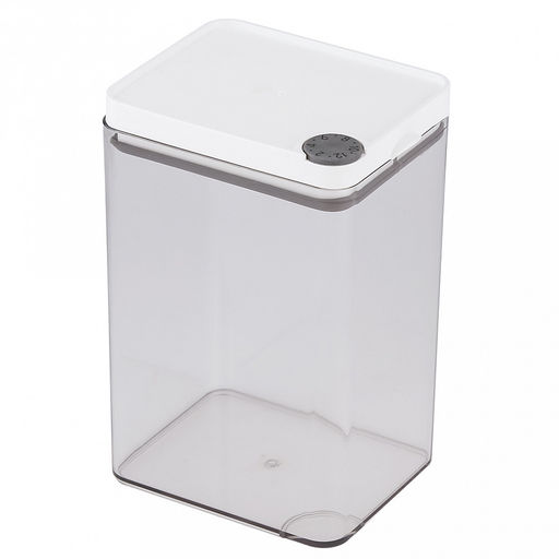 Банка для сыпучих продуктов пластмассовая "Пазл П" 0,9л, 10,5х8,5х16,5см, прозрачный, герметичный, прижимная крышка с силиконовым уплотнителем, дата-индикатор, штабилируемый, в п/эт пакете (Китай)