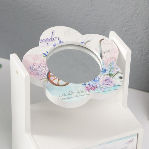 Шкатулка для украшений 1 ящик «Тележка лаванды», с зеркалом, дерево, 11×7.5×14.8 см