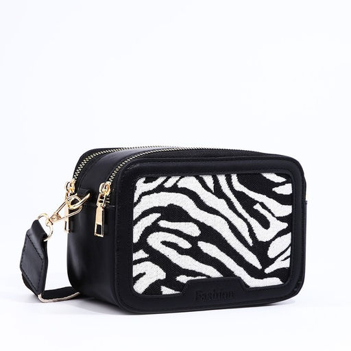 Сумка женская кросс-боди на молнии, 18×7×16 см, с животным принтом, чёрная
