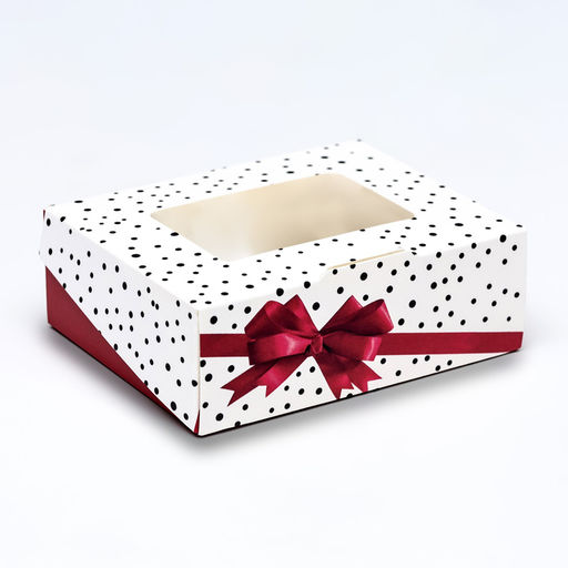 Цена за 20 шт. Коробка складная «Красный бант» 10×8×3.5 см
