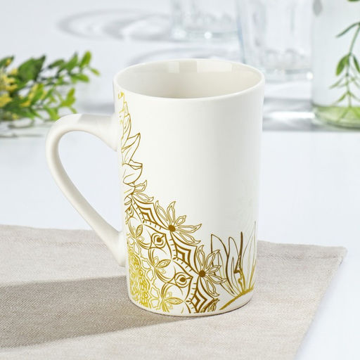 Кружка фарфоровая Magistro Мандала, 380 мл, бежевый узор - Доляна фото 3