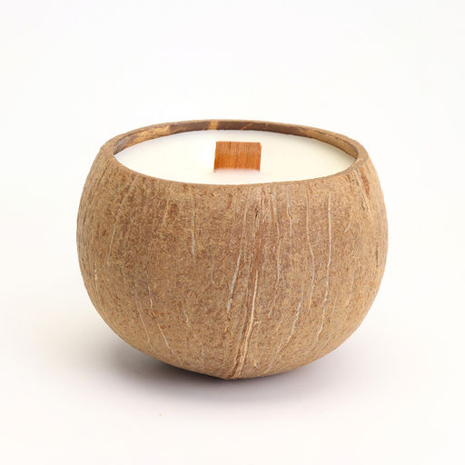 Ароматическая свеча в подсвечнике из кокоса, эрл грей, соевый воск, 8×10 см, в коробке