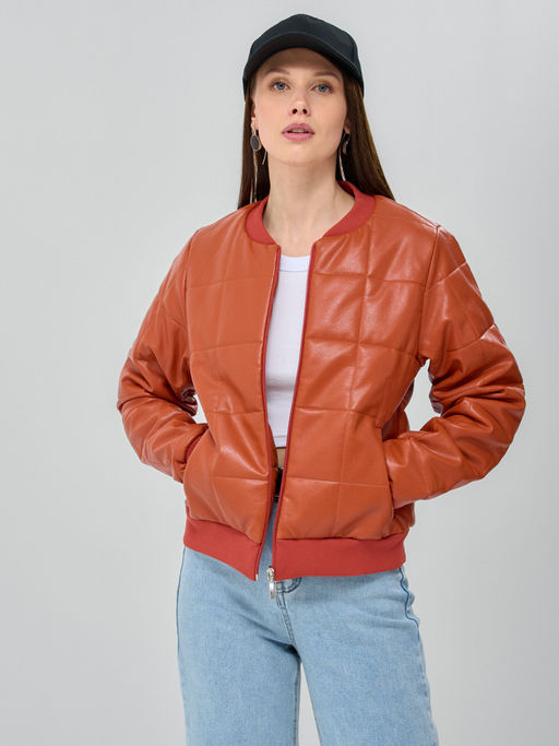 Бомбер стеганый из эко-кожи OD-652-2