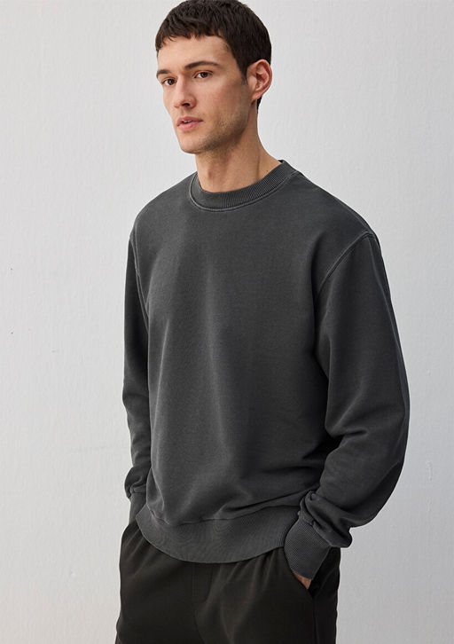 Bisiklet Yaka Antrasit Basic Sweatshirt