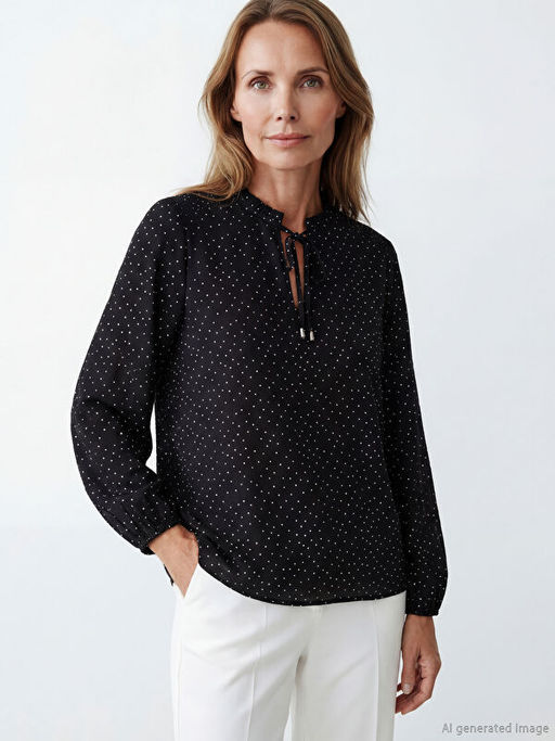 Ba?lamal? Yaka Puantiyeli Bluz