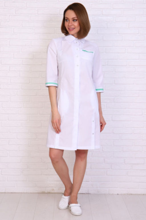 Халат женский 196 ТС. Цвет: белый и зеленое яблоко - Стильб фото 6