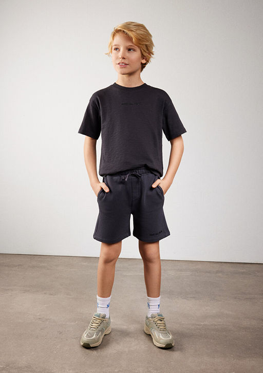 Organik Pamuklu Antrasit Basic ?ort