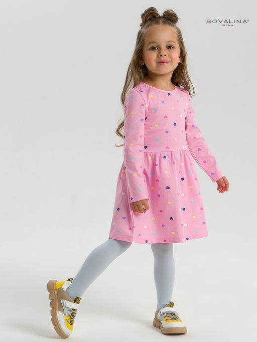 Платье Эля цветные сердечки на розовом - Sovalina фото 35