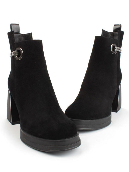 04-M3-837 BLACK Ботильоны зимние женские (натуральная замша, натуральный мех)