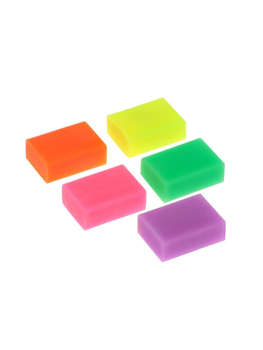 Набор ластиков 5 штук прямоугольных НЕОН 5 цветов (штрихкод на штуке)