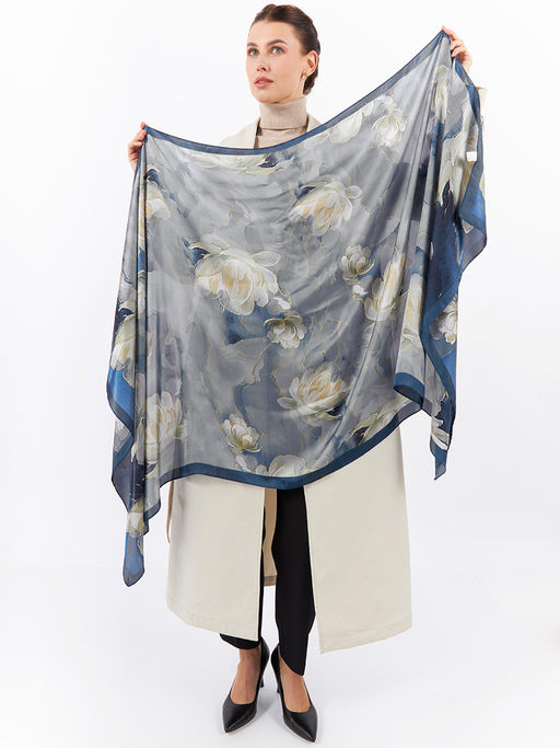 Большой, мягкий, тонкий и очень нежный двусторонний палантин с рисунком - Tantino фото 11