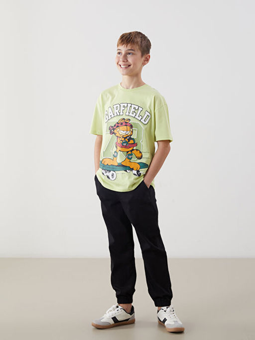 Bisiklet Yaka Garfield Bask?l? Erkek ?ocuk Ti??rt