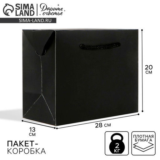 Пакет—коробка «Чёрный», 28 х 20 х 13 см