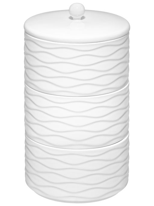 Банка д/хранения 400 мл 11,5*11,5*21 см Айсберг волны 3-х секционная с крышкой, фарфор - Elan gallery фото 3