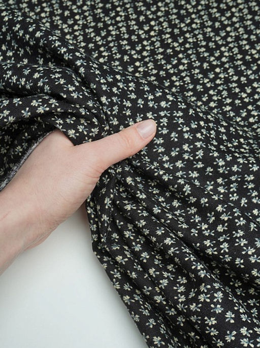 Теплый хлопок Воздушные лютики цв.черный, ш.1.45м, хлопок-100%, 150гр/м.кв - Купава фото 5