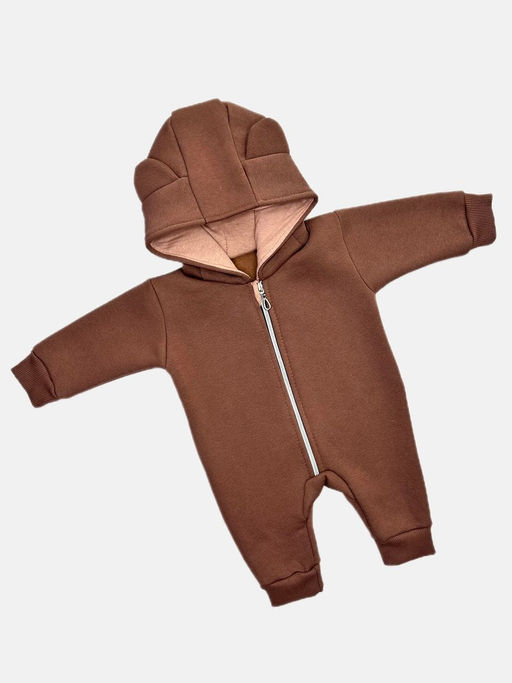 Комбинезон двунитка камыш, с капюшоном на молнии, без лапок, цвет капучино